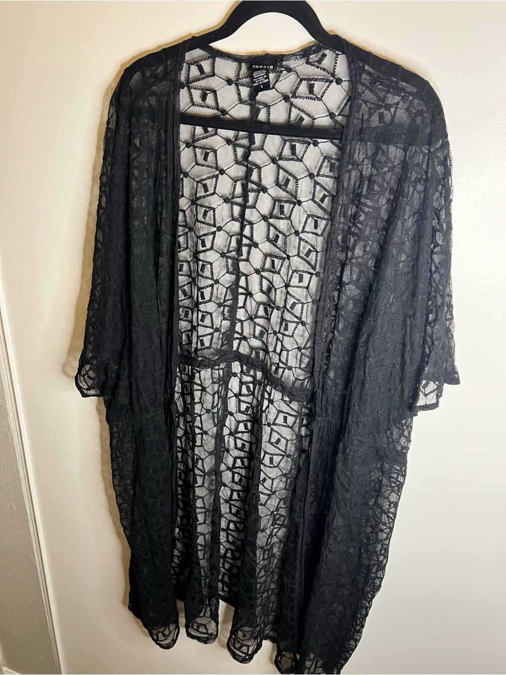 TORRID Black lace kimono swim cover